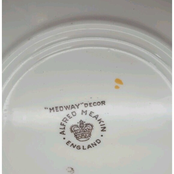 Vtg Alfred Meakin Medway Rimmed Soup Bowl 8" Floral Transferware - Picture 5 of 8